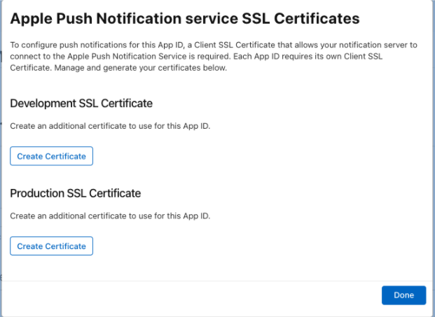 Apple Push Notification SSL Certificates